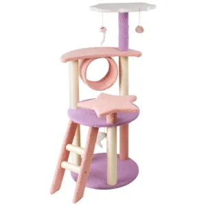 101cm Galaxy Plush Cat Tree Condo in Pink and Purple