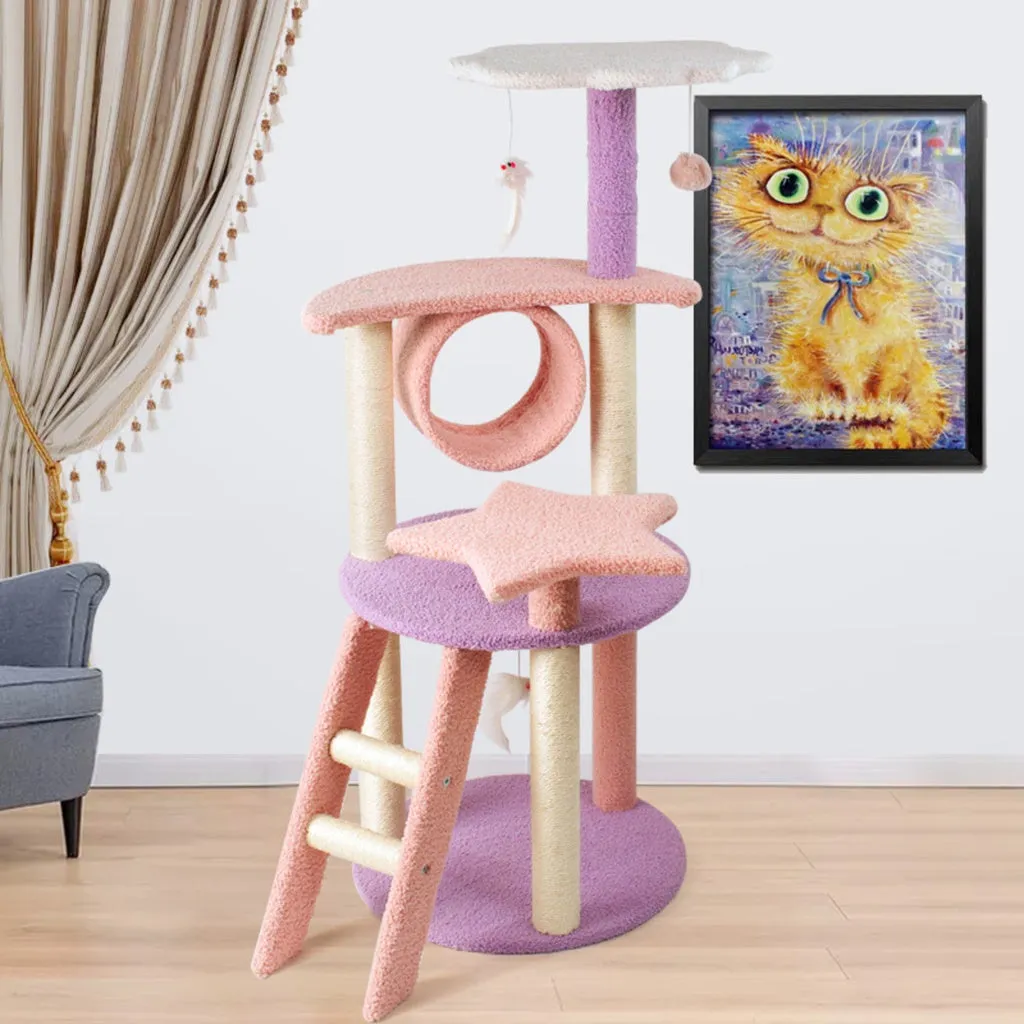 101cm Galaxy Plush Cat Tree Condo in Pink and Purple