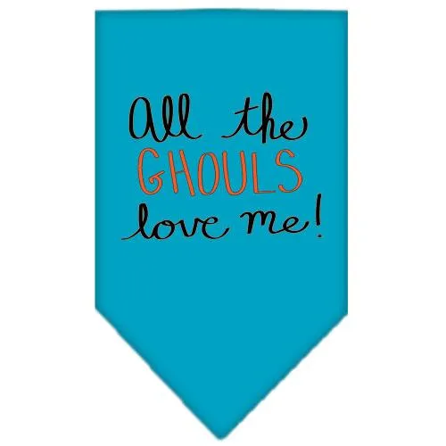 All The Ghouls Screen Print Bandana Turquoise Large