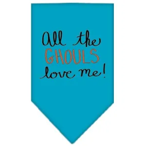 All The Ghouls Screen Print Bandana Turquoise Large