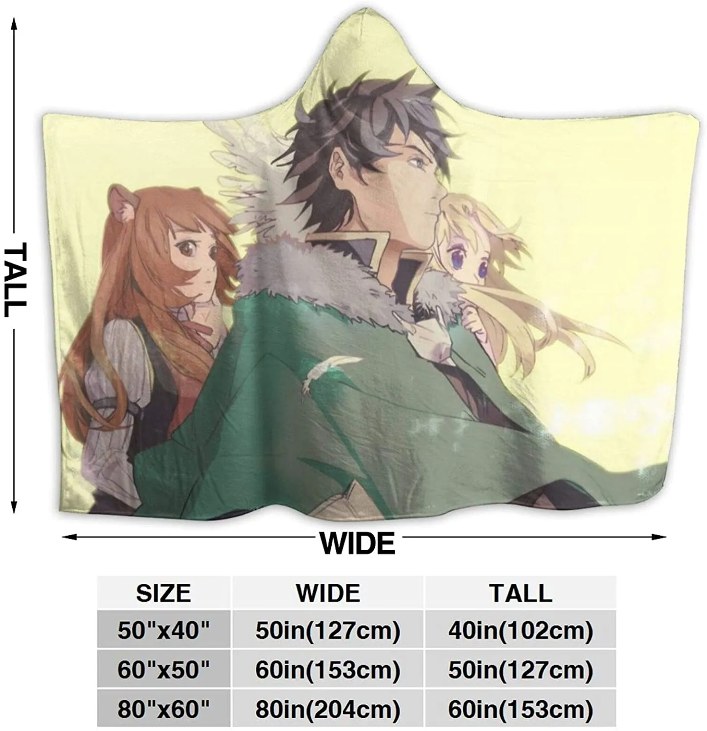 Anime Hooded Blankets - The Rising of the Shield Hero Fleece Flannel Blankets