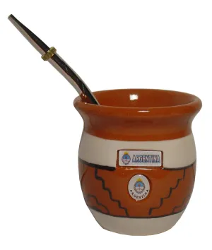 ARGENTINA CERAMIC MATE GOURD YERBA STRAW BOMBILLA DIET HEALTHY DRINK DETOX 0243