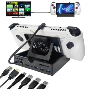 Asus Rog Ally Docking Station with Cooling Fan Hdmi 2.0 4k 60hz Foldable Stand