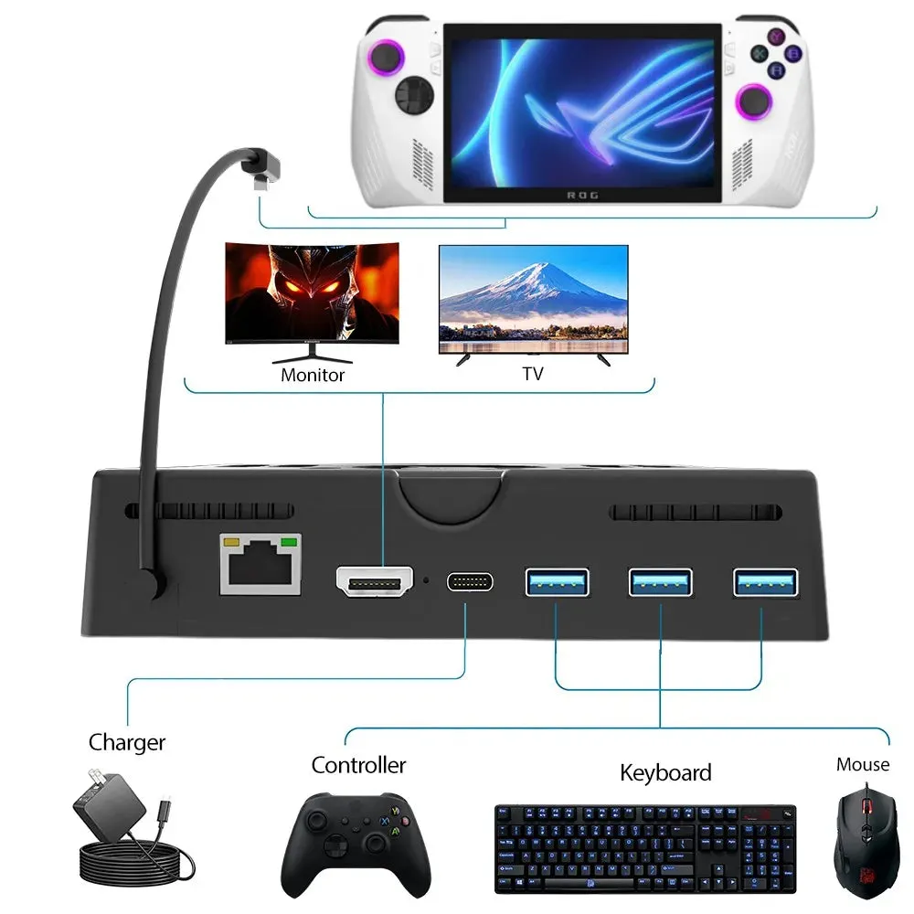 Asus Rog Ally Docking Station with Cooling Fan Hdmi 2.0 4k 60hz Foldable Stand