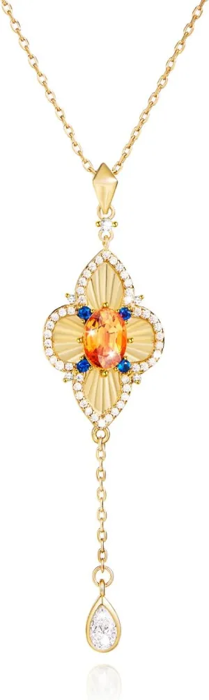 Cicy Bell Four Leaf Clover Pendant Necklace for Women Lucky 18k Gold Plated Cubic Zirconia Trendy Dainty Long Y Necklace Jewelry Gifts