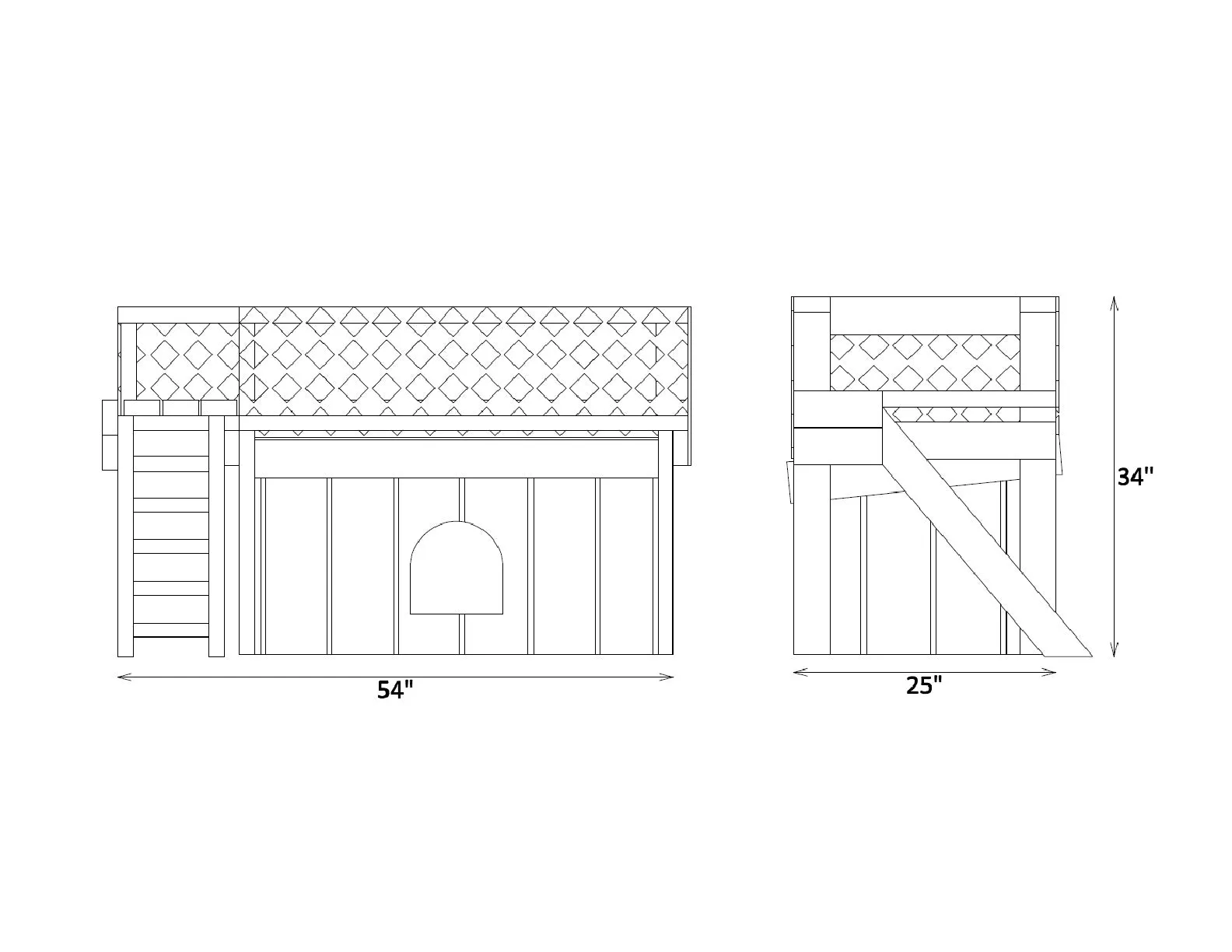 DIY Dog House Plans with Roof Deck - Medium Sized Outdoor Wooden Pet Home Kennel Shelter