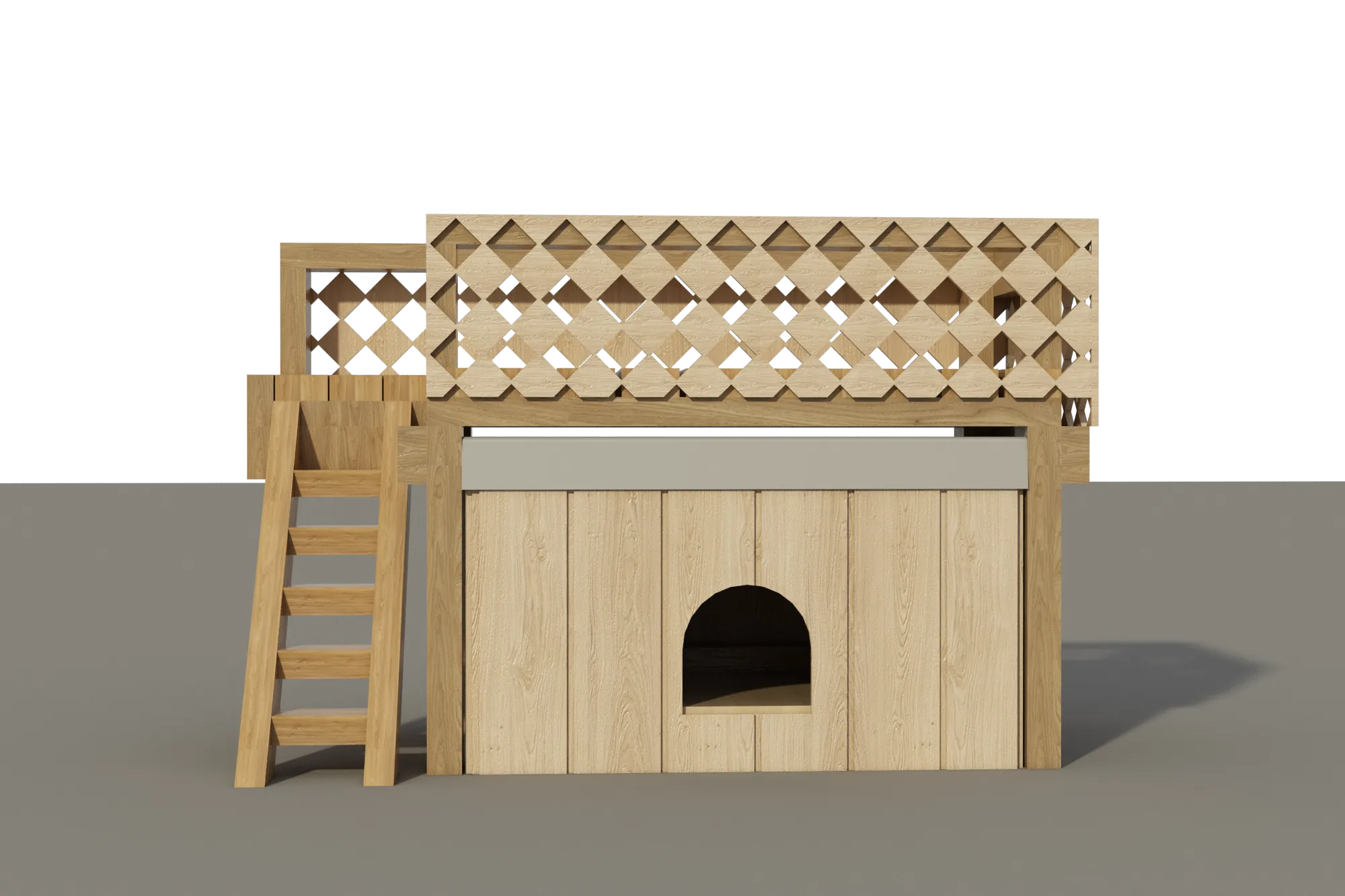 DIY Dog House Plans with Roof Deck - Medium Sized Outdoor Wooden Pet Home Kennel Shelter