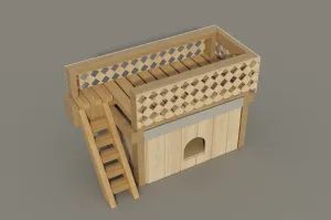 DIY Dog House Plans with Roof Deck - Medium Sized Outdoor Wooden Pet Home Kennel Shelter