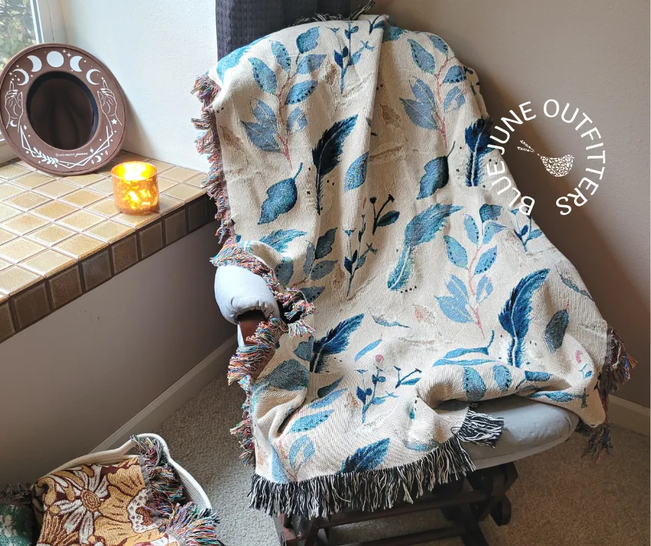 Earthy Feathers | Whimsical Woven Blanket