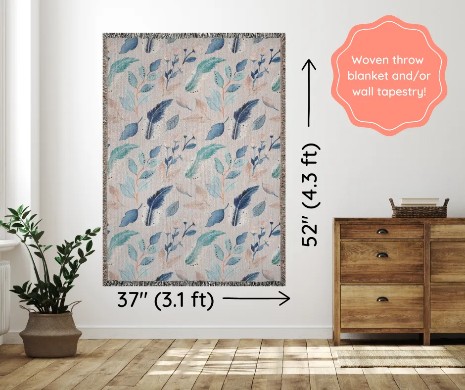 Earthy Feathers | Whimsical Woven Blanket