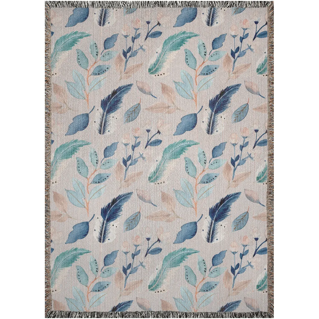 Earthy Feathers | Whimsical Woven Blanket