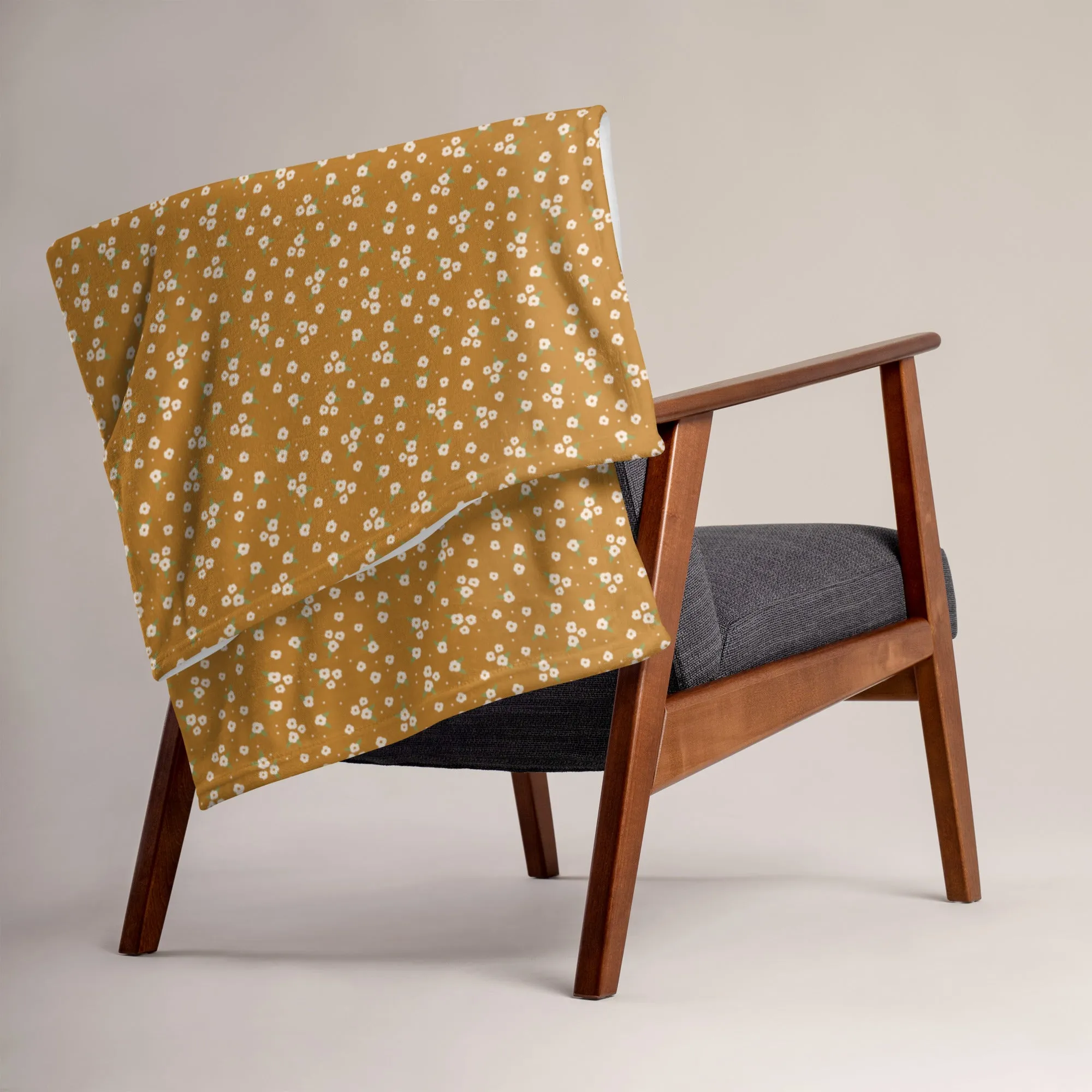 Field of Gold Floral Throw Blanket