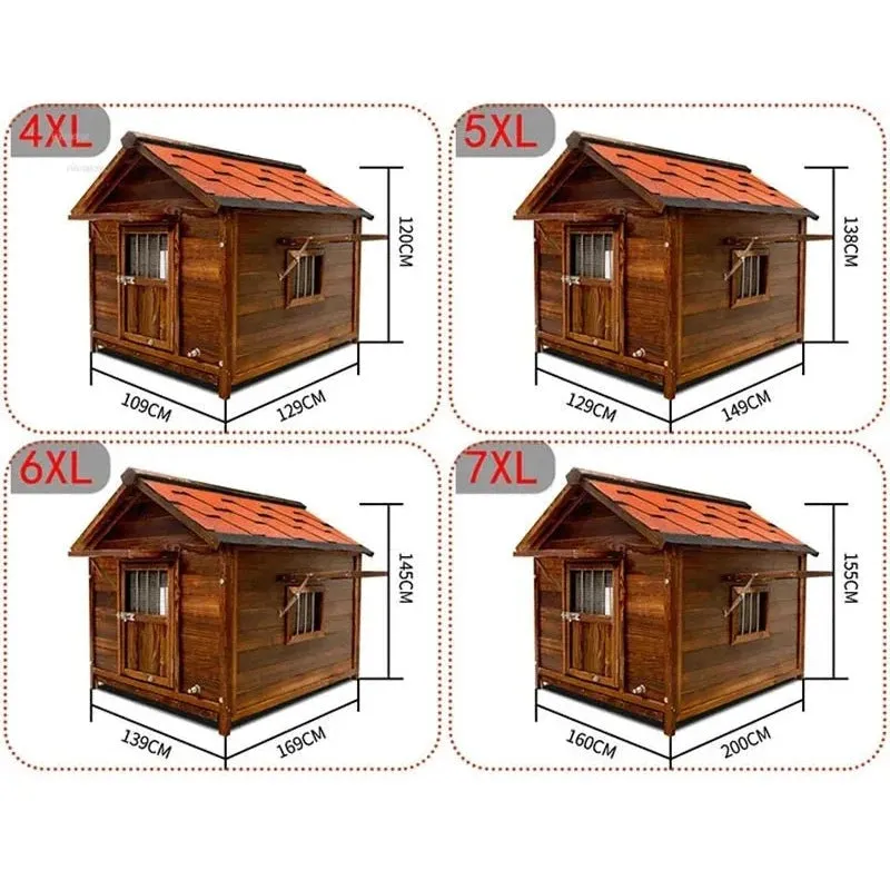 Home Solid Wood Dog Houses Outdoor Rainproof Pet Kennel Indoor Winter Warm Dog House Large Dog Waterproof Four Seasons Universal