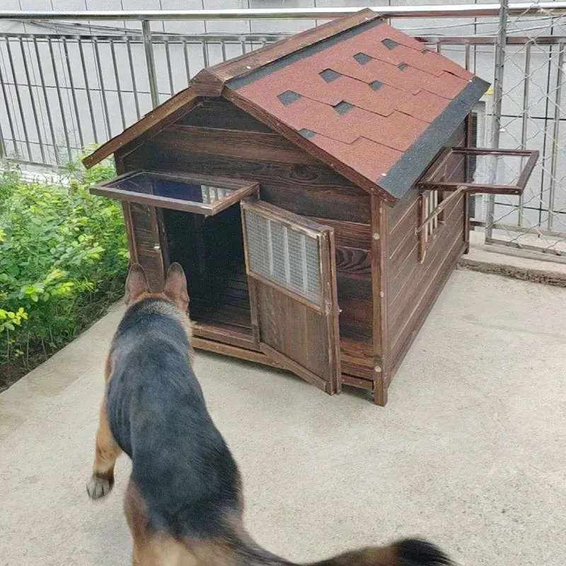 Home Solid Wood Dog Houses Outdoor Rainproof Pet Kennel Indoor Winter Warm Dog House Large Dog Waterproof Four Seasons Universal