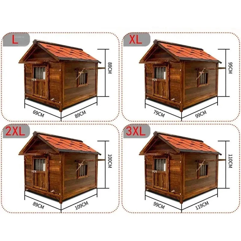 Home Solid Wood Dog Houses Outdoor Rainproof Pet Kennel Indoor Winter Warm Dog House Large Dog Waterproof Four Seasons Universal