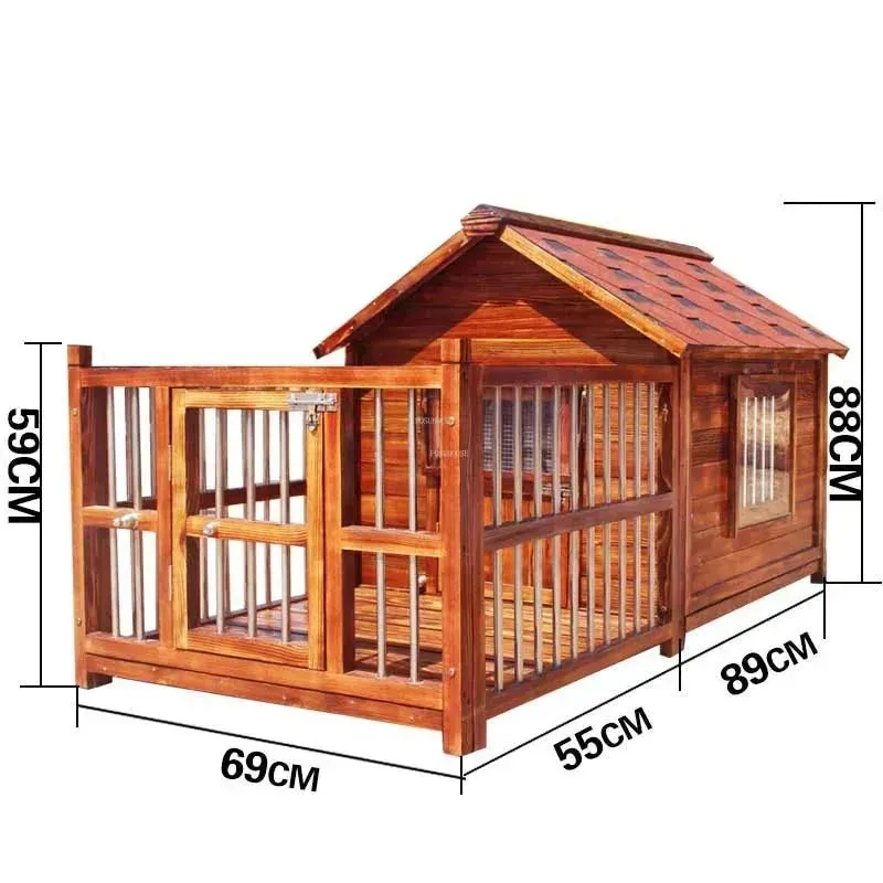 Large Dog Houses Solid Wood Outdoor Waterproof for Home Dogs Kennel Creative Breathable Pet Cage Pets Fences Villa Supplies T U