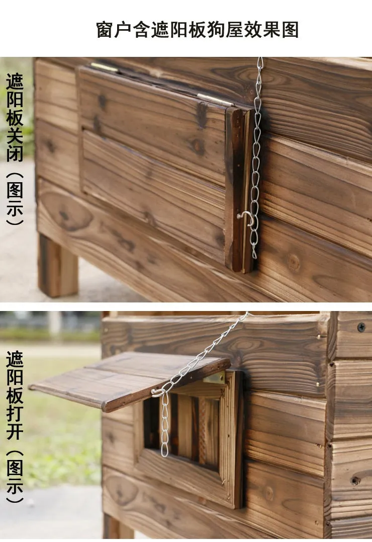 Large outdoor Doghouse, Rainproof, Carbonized Wood
