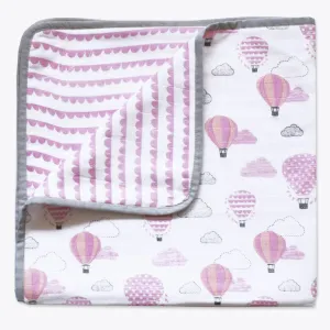 Masilo Organic Muslin Snuggle Blanket - Up, Up & Away(Pink)