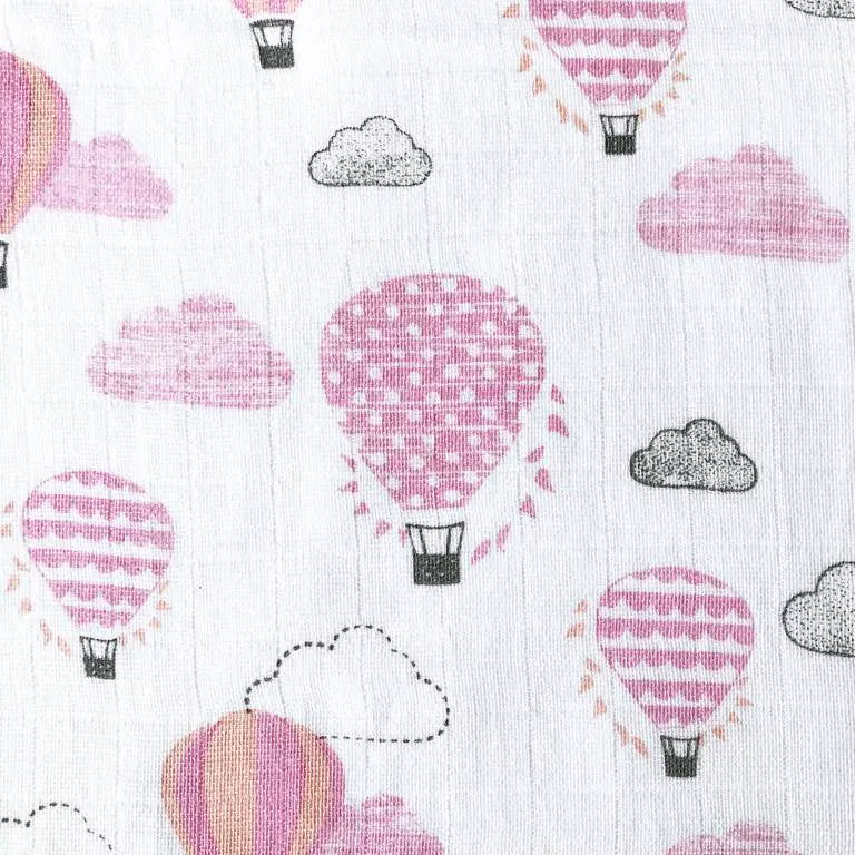 Masilo Organic Muslin Snuggle Blanket - Up, Up & Away(Pink)