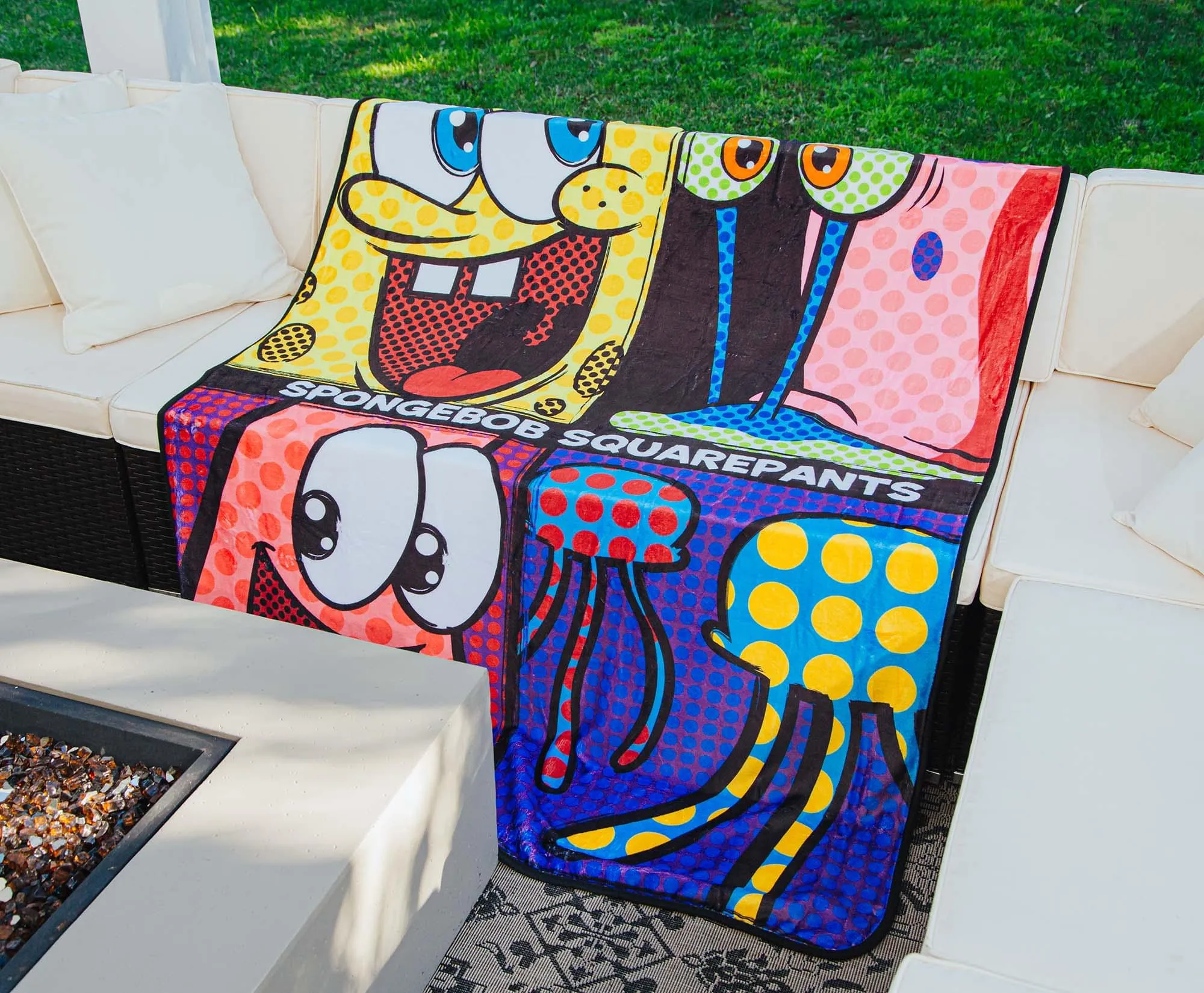 Nickelodeon SpongeBob SquarePants Character Grid Fleece Throw Blanket | 45 x 60 Inches