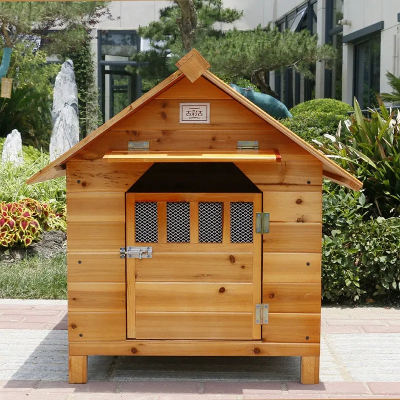 Outdoor Solid Fir Wood Dog House Kennel Waterproof Leakproof