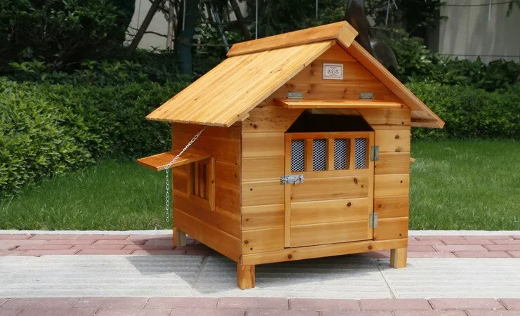 Outdoor Solid Fir Wood Dog House Kennel Waterproof Leakproof