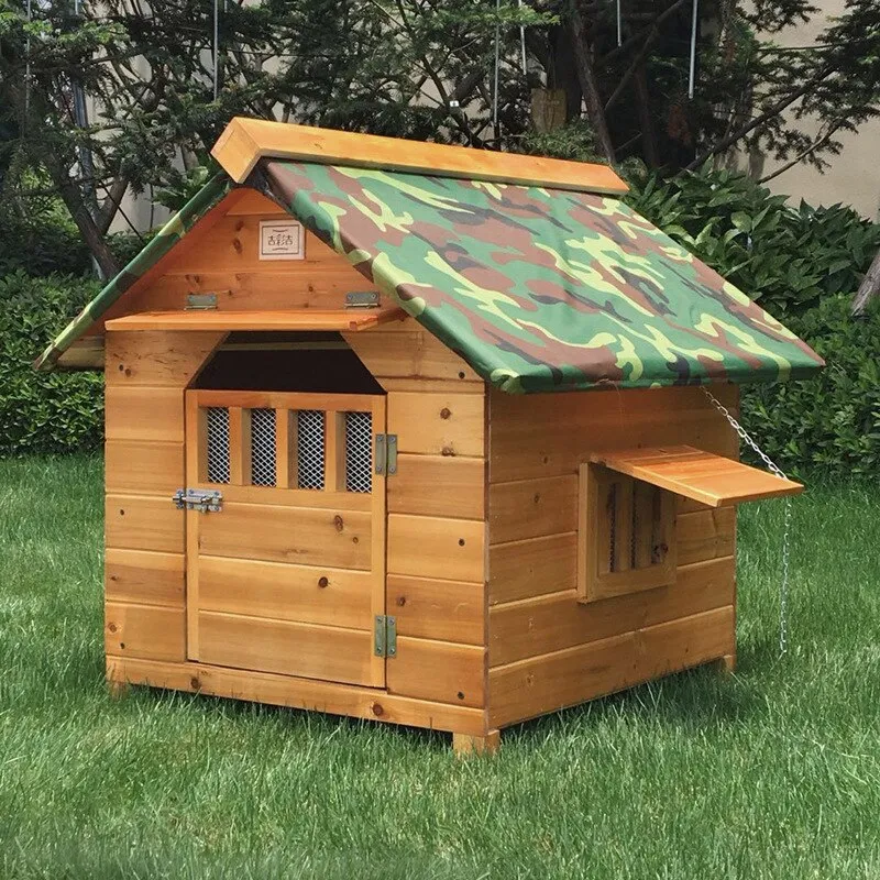 Outdoor Solid Fir Wood Dog House Kennel Waterproof Leakproof