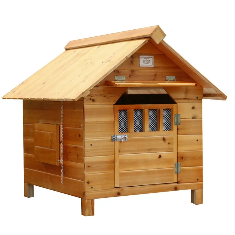 Outdoor Solid Fir Wood Dog House Kennel Waterproof Leakproof