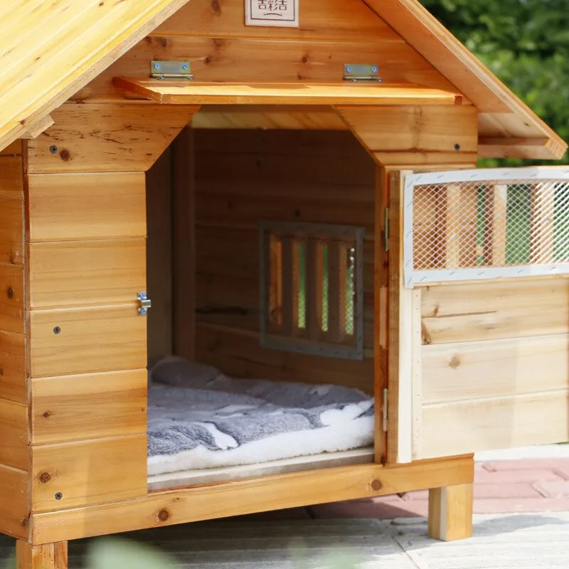 Outdoor Solid Fir Wood Dog House Kennel Waterproof Leakproof