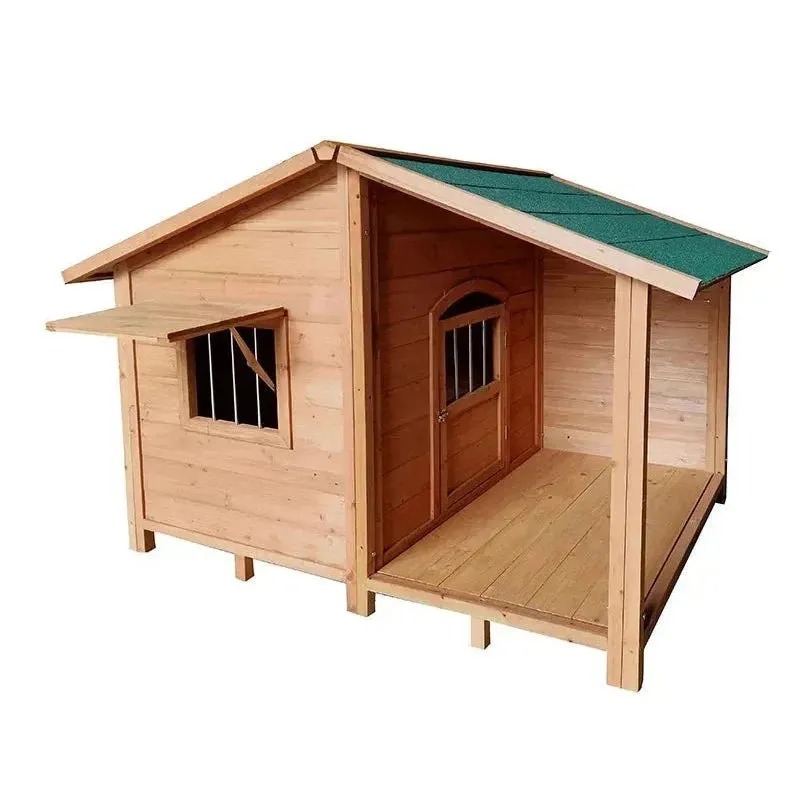 Outdoor Solid Wood Waterproof Dog Houses Large, Medium and Small Anti-corrosion Pet Houses Villa Indoor Dog House Kennels B