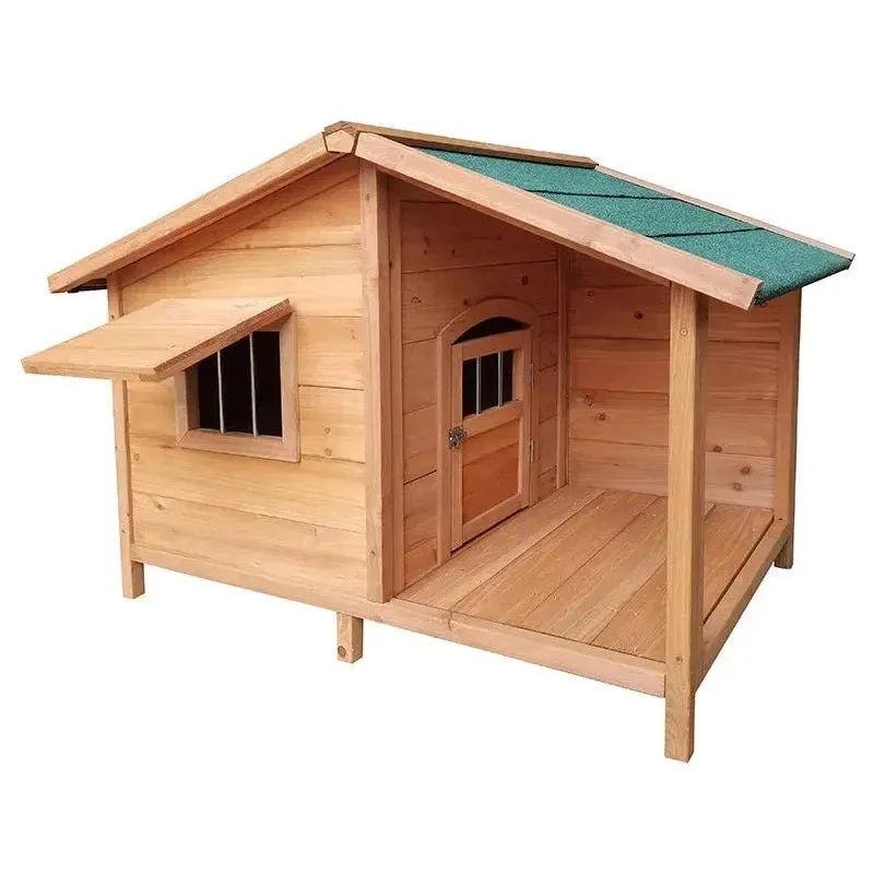 Outdoor Solid Wood Waterproof Dog Houses Large, Medium and Small Anti-corrosion Pet Houses Villa Indoor Dog House Kennels B