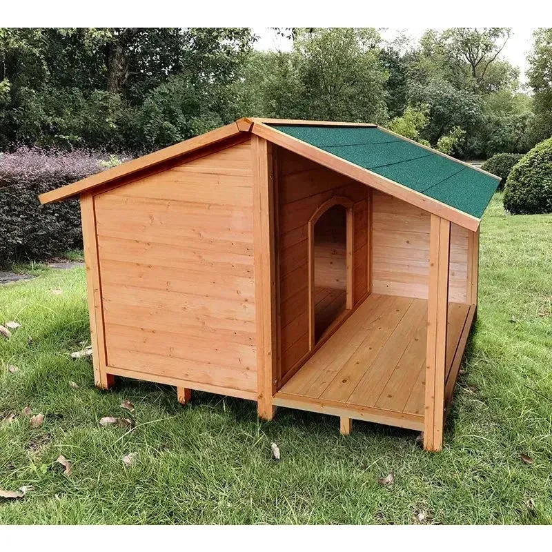 Outdoor Solid Wood Waterproof Dog Houses Large, Medium and Small Anti-corrosion Pet Houses Villa Indoor Dog House Kennels B