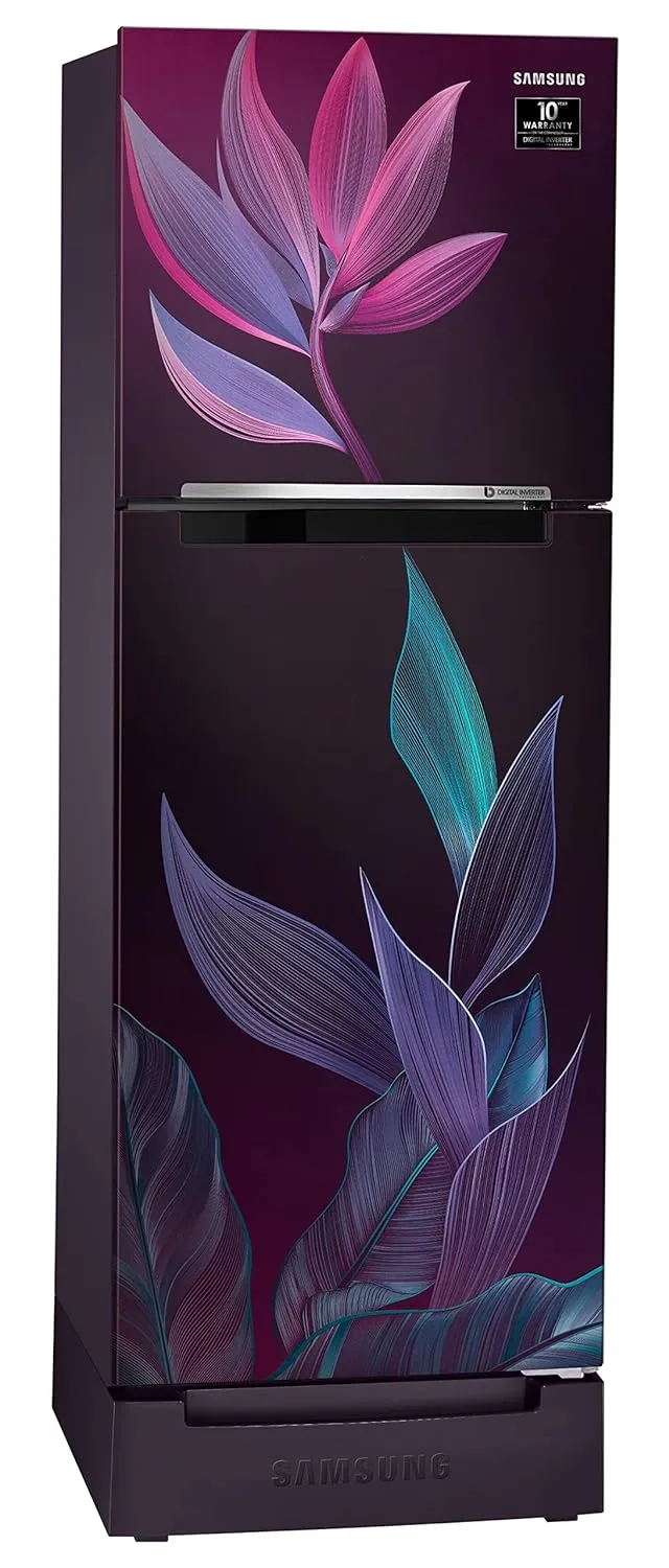 Samsung RT28C31429R/HL 236L 2 Star Inverter Frost-Free Double Door Refrigerator (Paradise Bloom Purple) Base Stand Drawer