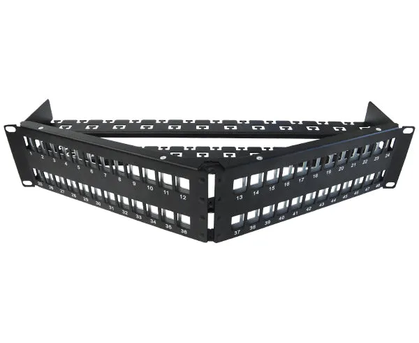 Shielded High Density Blank Angled Keystone 24-Port / 1U, 48-Port / 2U Patch Panel