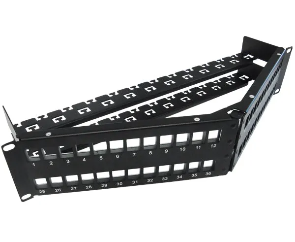 Shielded High Density Blank Angled Keystone 24-Port / 1U, 48-Port / 2U Patch Panel