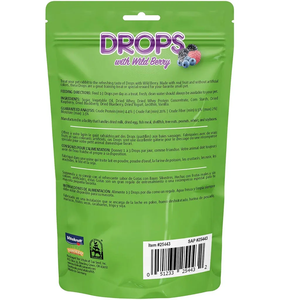 Vitakraft Drops with Wild Berry Treats for Rabbits, 5.3-oz